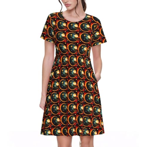Robe décontractée à manches courtes Système Solaire en tissu respirant anti-chaleur