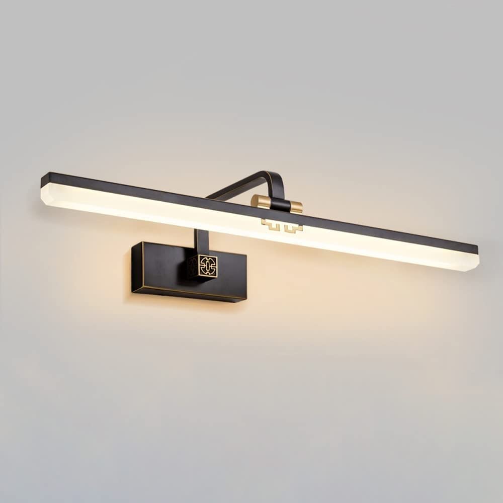 Olskfuh Svart Wall Lamp Linear Bathroom Vanity Mirror Lamps Led Vanity Light Adjustable Mirror Front Lamp 90° Rotatable Picture & Display Lighting Fitting For Washroom Dressing Table B,-38Cm