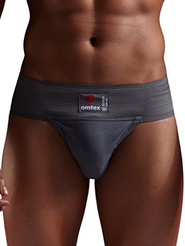 Omtex Men\'s Athletic Tokyo Stretchable Supporter Back Covered with Cup Pocket, Ideal for Workout and Sports Quick Dry Moisture Wicking Underwear Grey - Medium - Thumbnail 3