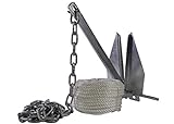 Smart Marine 13lb Fluke Anchor Kit with Anchor, 6.5 feet of Chain, 3/8' Shackles, and 98' Rode