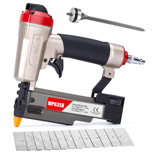 meite MP635B Cloueur de 23GA avec 25mm 10 000 Clous, Cloueuse Pneumatique À Micro-Pointes, pour Clous 23G de 12 mm - 35mm, Idéale Pour Lambris, Petites...