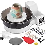 VEVOR Tornio da Ceramica Elettrico Bianco da 450W con Pedale, Piatti Girevoli da 36 e 28 cm, velocità Regolabile da 30 a 300 Giri/min, Vasca Rimovibile, per Principianti Lavorazione Argilla Creta
