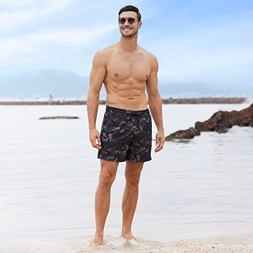 Image of BRISIRA Mens Swim Trunks Swim Shorts Quick Dry 5 inch Inseam Beach Shorts with Compression Liner and Zipper Pocket