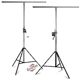 Crank Up Light Stands (2 Pack) Stage Lighting Truss System by GRIFFIN | Portable Speaker Tripod Platform Rig | Adjustable Trussing DJ Booth Kit | T Bar Mount for Can Lights | Music Equipment Package