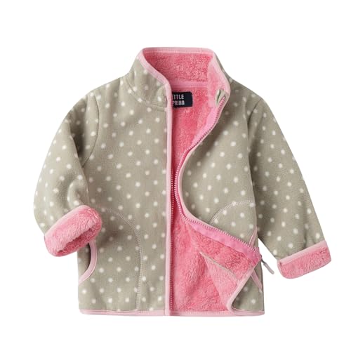 Image of LittleSpring Boys Girls Polar Fleece Jackets Fur Lined Zip Up Warm Winter Coat