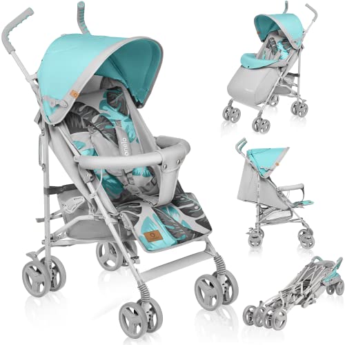 LIONELO Elia poussette canne à 15 kg, réglage du dossier jusqu’à la position couchée, grand panier, système de pliage rapide, moustiquaire, chauffe-pieds