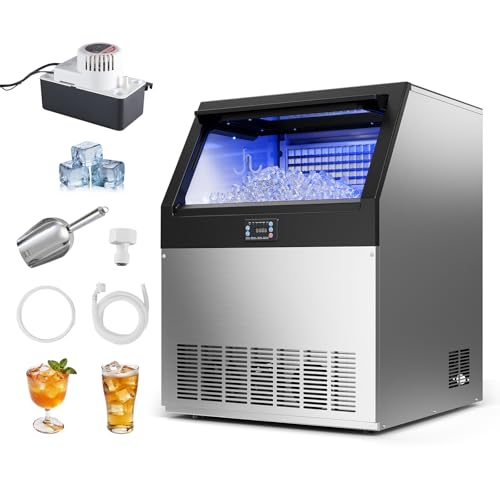 Image of VEVOR Commercial Ice Maker Machine with Pump, 265 lbs /24h with 85 lbs Storage Capacity, Built-in /Freestanding /Under Counter, Stainless Steel Ice Maker with LED Display & Self-Cleaning, for Home Bar