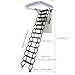Banfluxion All Black Retractable Folding Stairs 13 Steps Ti-Mg Alloy Attic Extension Ladder Ceiling Pulldown Attic Ladder with 10.5 ft Vertial Height and 27.56 x 47.24 in Open Size