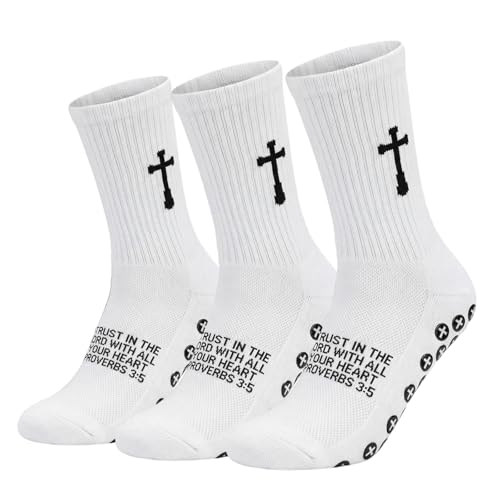 Ao Yee ZGL 3 Pair Grip Christian Soccer Socks Easter Christmas Gift for Men