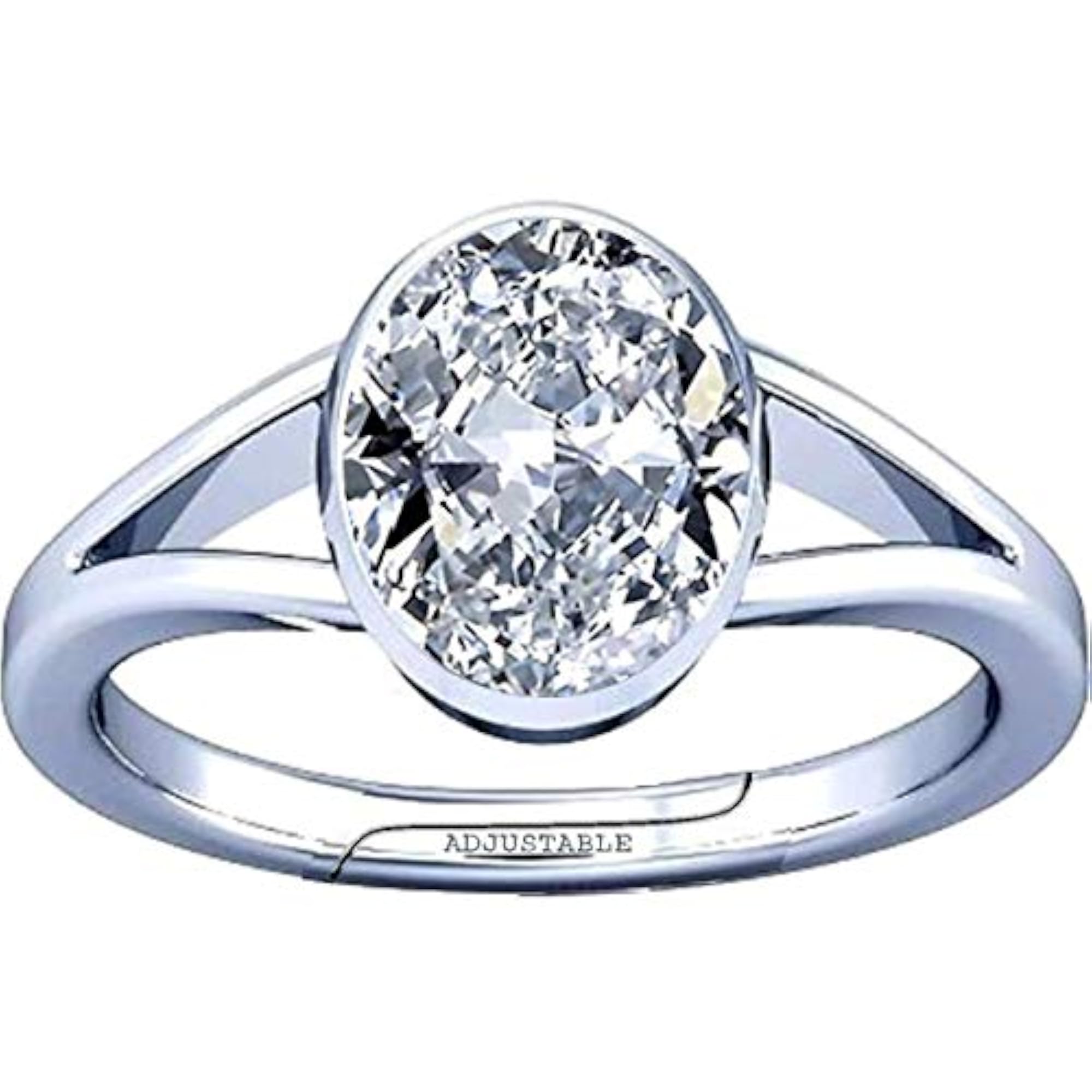 3.25-3.50 Ratti American Diamond Round Zircon Gemstone Silver Adjustable Ring
