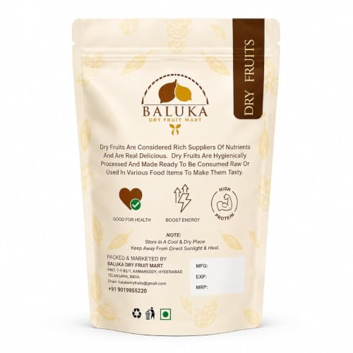 Image of Baluka Dry Fruit Mart Premium Whole Cashews (Kaju), W180 Jumbo Grade | Nutritious & Delicious | Rich in Protein & Essential Minerals | Fresh & Crunchy Dry Fruits (250g)