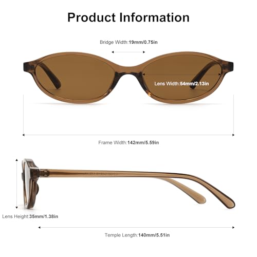 Retro Oval Cat Eye Sunglasses for Women Small Y2K Thin Frame 100% UV Protection Lightweight Vintage 90s Sun Glasses3
