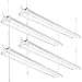 LEONLITE 4-PACK 4ft 40W Linkable LED Utility Shop Light, 4100 Lumens, ENERGY STAR & ETL Listed, Double Integrated LED Ceiling Fixture, 5000K Daylight, Pull Cord Switch, Garage/Basement/Workshop