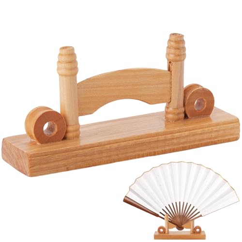 Beebeecraft 4 Stück Handfächer Ausstellungsständer Aus Holz 2.7x5.7(1) cm Chinesischer Klappfächer Basishalter Vintage Rack Für Die Tischorganisation Dekoratives Zuhause