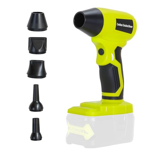 2026 Brushless Leaf Blower Cordless for Ryobi 18V Battery Lightweight Electric Handheld Mini Blowers with 5 Attachments Stepless Speed for Short Quick Precision Cleanup Tasks (No Battery)