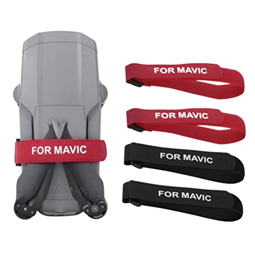 Mrisata Drone Propeller Holder Stabilizers Protector 4Pcs Self Adhesive Tape Adjustable Shoulder Strap Compatible for Mini 3 Pro Nylon 20x380mm (1 Pair of red +1 Pairs of Black)