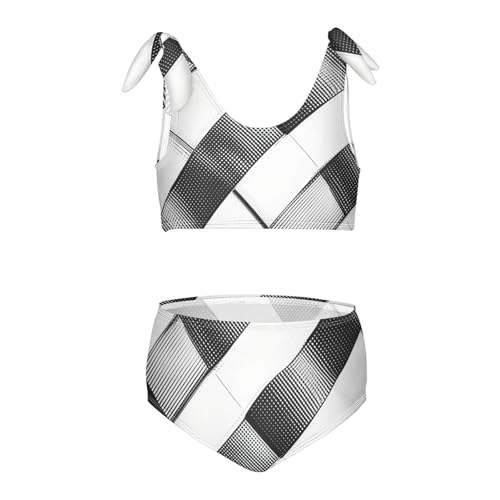 KLL Black and White Stripes Girls 2 Piece Bikini Sets Scoop Neck Beach Swimwear Swimwear