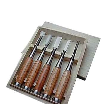 Amazon.co.jp: 小型木彫鑿 白紙鋼 5本組セット 木箱入 木彫り