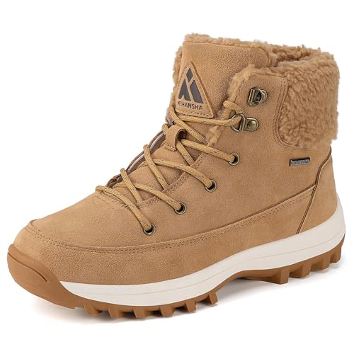 Mishansha Botas Mujer Invierno Cálidas Forradas Antideslizantes Comoda Botines de Nieve Trekking Senderismo Outdoor Marrón EU 38
