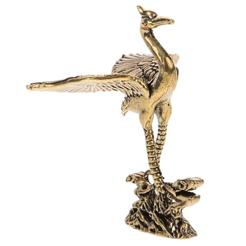 INOOMP Statuina di Gru in Ottone Decorazione da Tavolo Ornamento Cinese per Collezione e Servizio Tè Casa Ufficio