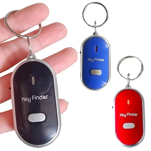 Key Finder Locator with sound Voice Control Key chain Locator for Lost Keys Item finders Locator with LED Flashlight and Base Support for Keys Dogs Cats Wallet Phone Best Gifts (Blue)