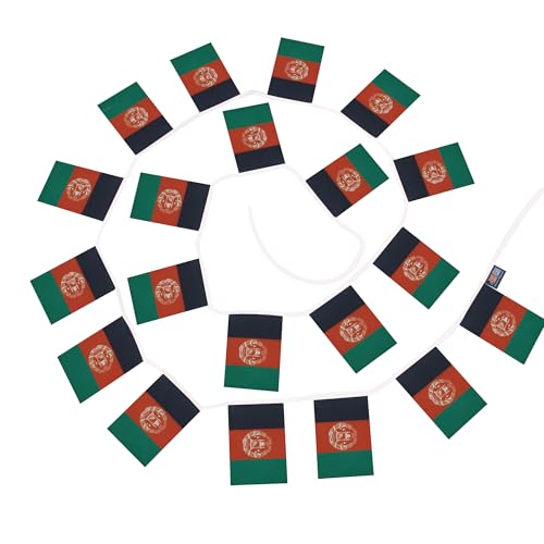 Image of AZ FLAG Afghanistan 6 meters BUNTING Flag 20 flags 9'' x 6'' - Afghan STRING flags 15 x 21 cm