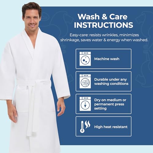 Image of Monarch Unisex Chamois Microfiber Shawl Hotel Robe - Soft Lightweight Fabric, Generously Sized Hotel & Spa Robe with Pockets