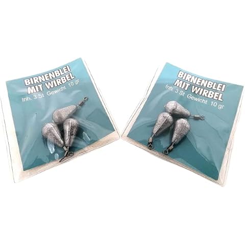 blntackle76 Set of 2 Behr's Pear Weight 10 g 2 x 3 Pieces with Swivel / Eyelet Sinker + Free Petri Heil Sticker Cover
