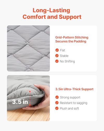 VEVOR Matelas Futon Taille Jumeau, Matelas de Sol Japonais Pliable, Tatami Doux pour Dormir Yoga Méditation et Relaxation, 203,2x99,1x8,9 cm, 9 Couches, avec Sac de Rangement et Attaches, Gris – vue 5
