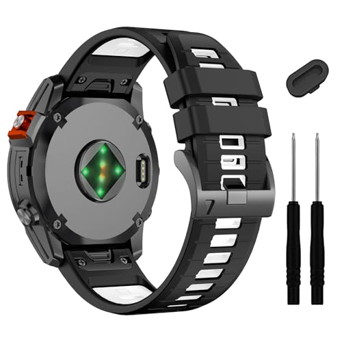 Image of 22mm Compatible with Garmin Fenix E /8 /8pro AMOLED 47mm /Fenix 7 /7 Pro /6 /6 Pro /5 /5 Plus Watch Band,Soft Quickfit Silicone Straps for Forerunner 970 965 955 /Approach S70 47mm /tactix 8 /quatix 7 8 47mm