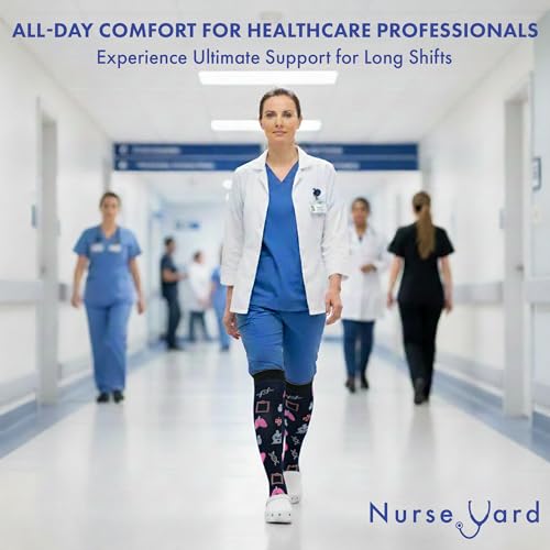 Image of Nurse Yard Compression Socks for Nurses - Women & Men - 20-30mmHg Graduated Compression, For Medical Staff, Athletes - 1 Pair