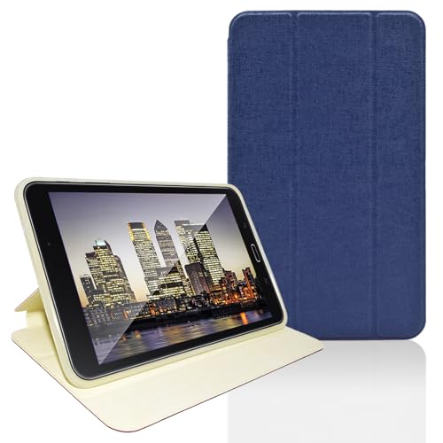 NEM Tablet Case Compatible with Samsung Galaxy Tab 4 8.0' (SM-T330 / T331 / T335 / T337 / T337A) – Slim Lightweight Protective Cover with Kickstand & Magnetic Closure (Blue)