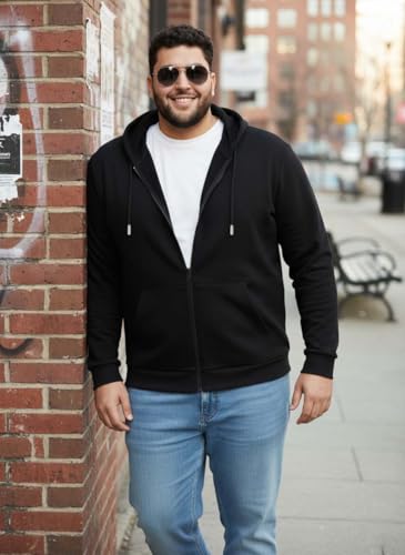 Image of UNSTD Men Solid Maroon Zip-Up Hoodie | Full Sleeve Hooded Sweatshirt with Kangaroo Pockets | Casual Winter Wear for Men