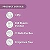 Amazon Aware 100% 3-ply Bamboo Toilet Paper, Unscented, 12 Rolls, 350 Sheets per roll, Total 4200 Sheets, Plastic-Free
