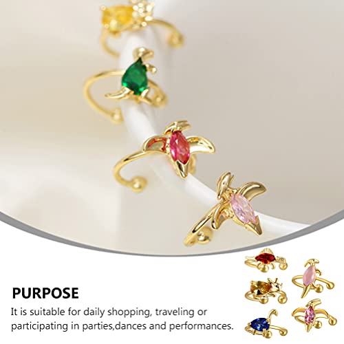 Generic Dinosaur Ear Clip Rhinestone Post Earrings Mini Ear Studs Women Creative Ear Jewery Body Piercing Jewelry For Women Girl Gift 5Pcs, Assorted Color B, 1.5X1.5Cm (2710Ee756Bqzwp4) #TOP2