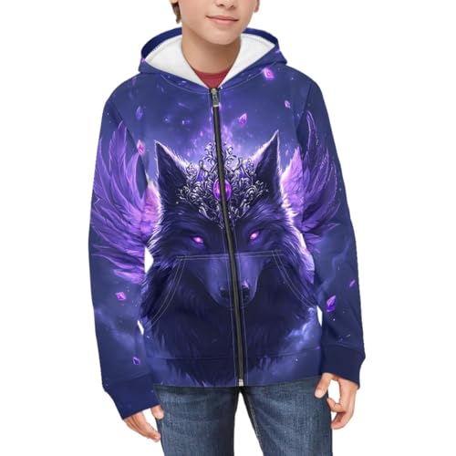 GLUDEAR Boys Girls Hoodies Kids 3D Wolf Graphic Printed Zipperer Hooded Sweatshirt Jacket with Pockets 6-16 Years3