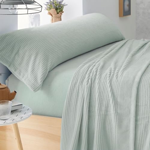 Burrito Blanco | Sábanas de Coralina | Cama de 135cm. (+Medidas Disponibles) | Diseño 965 | Color Salvia (135x190/200cm.)