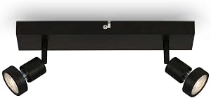 Briloner Leuchten – Deckenspot LED, schwenkbare Deckenlampe LED, Deckenleuchte, warmweißes Licht, Schwarz, 320x70x85 mm