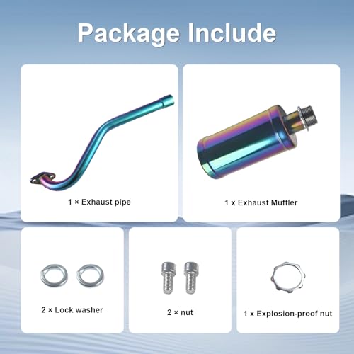 Image of Central long Exhaust Pipe With Muffler For Predator 79cc 98cc 3HP Coleman CT100U Mini bike FRP GMB100 Mini bike Colorful