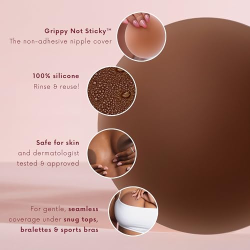 Image of CAKES Body Grippy Non-Adhesive Silicone Nipple Covers for Women (NO STICKY ADHESIVE) - Reusable, Silicone (Circle)