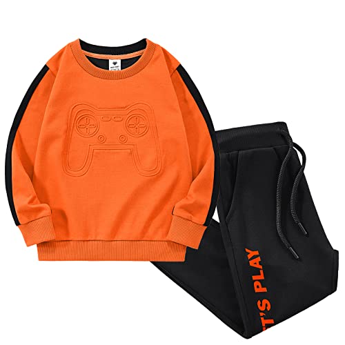 Anotwener Boys Track Suit Toddler Sweatsuit Kids Tracksuit Boys Activewear Jogger Sweat Suits Sets Active Sweatpants And Sweatshirts 2 Piece Outfits 2-8 Years Size 2 3 4 5 6 7 8 Orange Bas-015-4-5T #TOP12