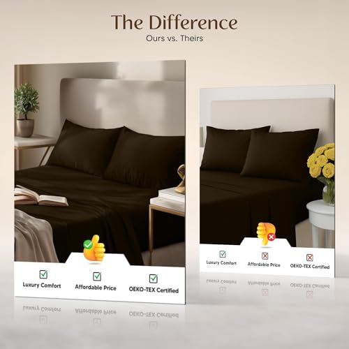 Image of Utopia Bedding Twin Bed Sheets Set - 3 Piece Bedding - Brushed Microfiber - Shrinkage and Fade Resistant - Easy Care (Twin, Brown)