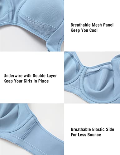 Image of SYROKAN High Impact Sports Bras for Women No Uniboob Unlined Underwire Adjustable Cross Back Bra