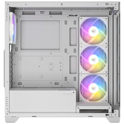 Image of Antec CX300 RGB Elite White with Panoramic 270 Degree View, Vertical Cooling, 4X 120mm Pre Installed RGB Fans, 420mm GPU Support, ATX Mid Tower Gaming Cabinet