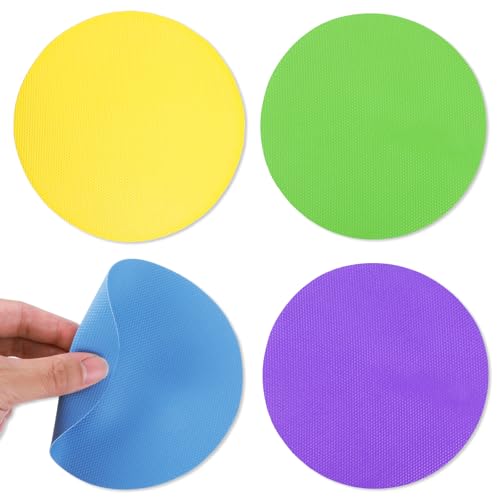 Grevosea 4Pcs Rubber Jar Opener Grippers, Jar Opener Gripper Pad Rubber Grippers for Opening Jars Multi-function Kitchen Gadgets Anti-Slip Coasters Bottle Lid Opener for Seniors Weak Hands (Circle)