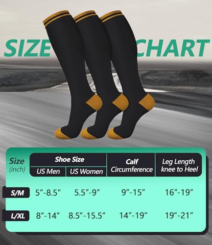 Image of FuelMeFoot 3 Pack Copper Compression Socks - Compression Socks Women & Men Circulation - Best for Medical,Running,Athletic