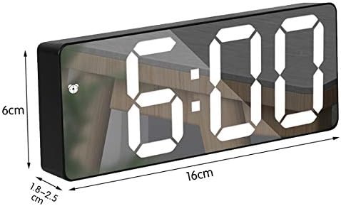 HAL Mirror Alarm Clock, Portable Digital Alarm Clock with Date/Temperature 6.5"LED Display, Digital Clock Snooze Function for Travel/Bedroom/Office/Kitchen, USB Powered & Battery Backup Powered-Black