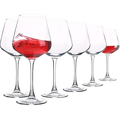 UMEIED 20 Ounce Burgundy Wine Glasses, Long Stemmed Premium Wine Glasses Set of 6, Crystal-clear Cover