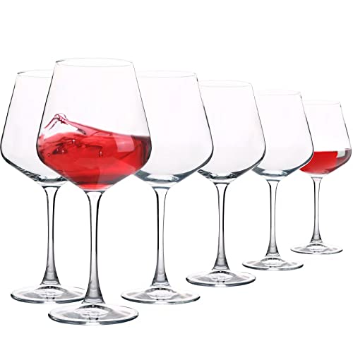 UMEIED Burgundy Wine Glasses Set of 6, 20 oz Crystal Clear