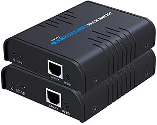 PremiumCord Extensor KVM HDMI con USB a 120 m a través de un cable Cat5/6, sin retraso, carcasa de metal, estado LED, compatible con Full HD 1080p @60Hz, HDCP, color negro